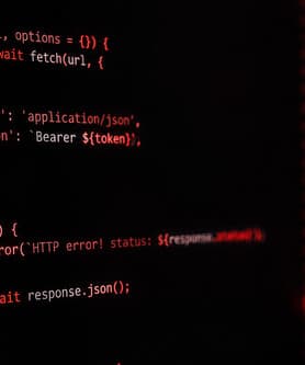 Close-up of source code on a developer's screen