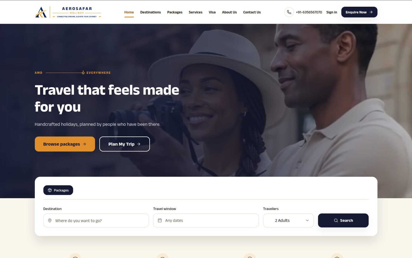 AeroSafar Holidays — Travel Booking & Trip Planning Platform — Travel / Booking Platform cover