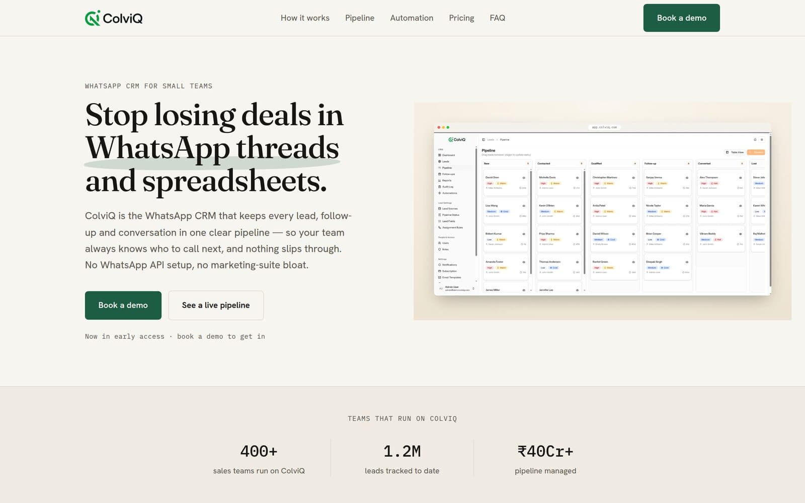 ColviQ — WhatsApp CRM & Sales Pipeline — SaaS / Sales & CRM cover